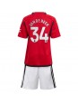 Otroški Nogometna dresi replika Manchester United Donny van de Beek #34 Domači 2023-24 Kratek rokav (+ hlače)